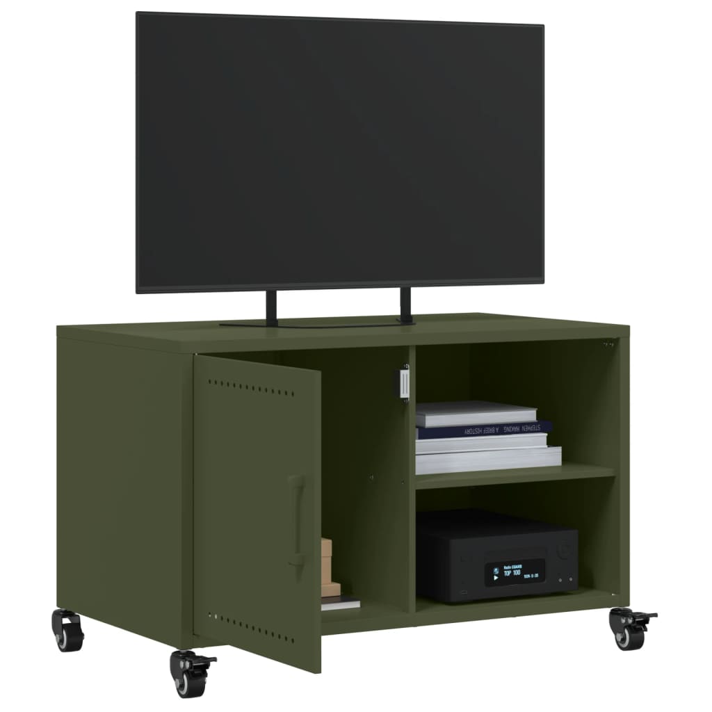 Mobile TV Verde Oliva 68x39x43,5 cm in Acciaio - homemem39