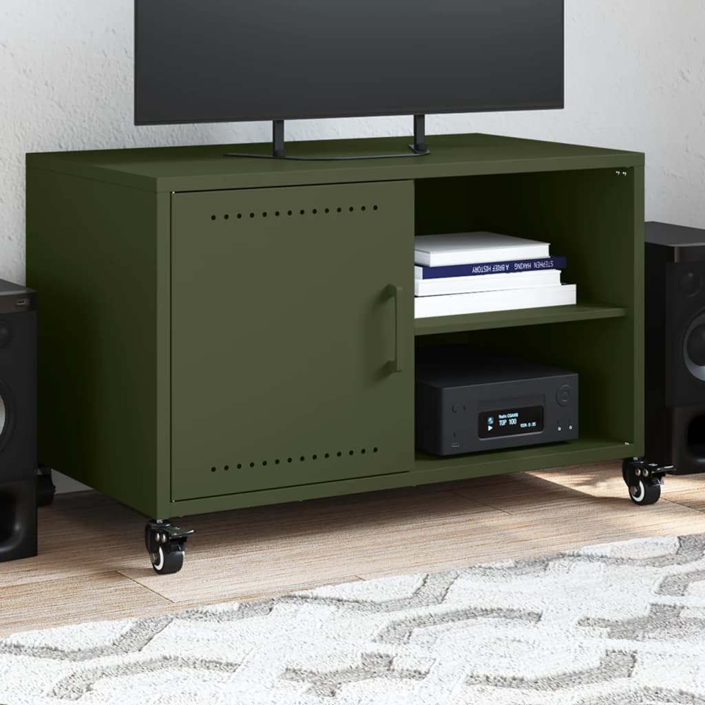 Mobile TV Verde Oliva 68x39x43,5 cm in Acciaio - homemem39