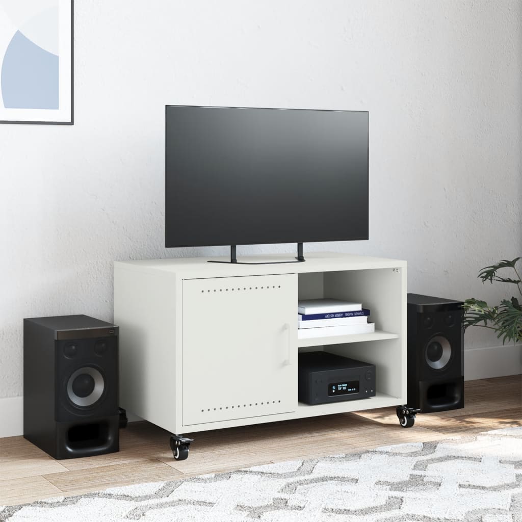 Mobile TV Bianco 68x39x43,5 cm in Acciaio - homemem39