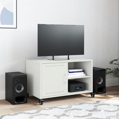 Mobile TV Bianco 68x39x43,5 cm in Acciaio - homemem39