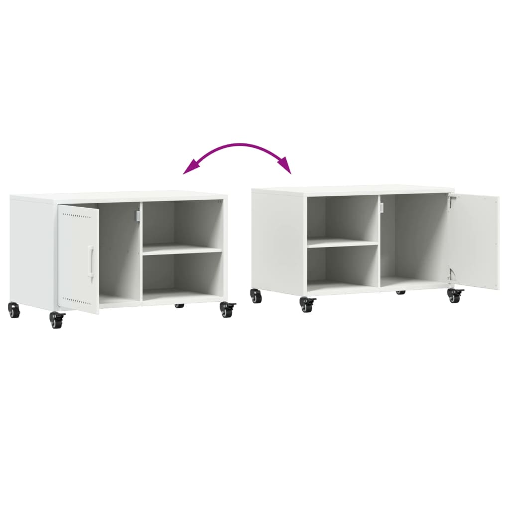 Mobile TV Bianco 68x39x43,5 cm in Acciaio - homemem39