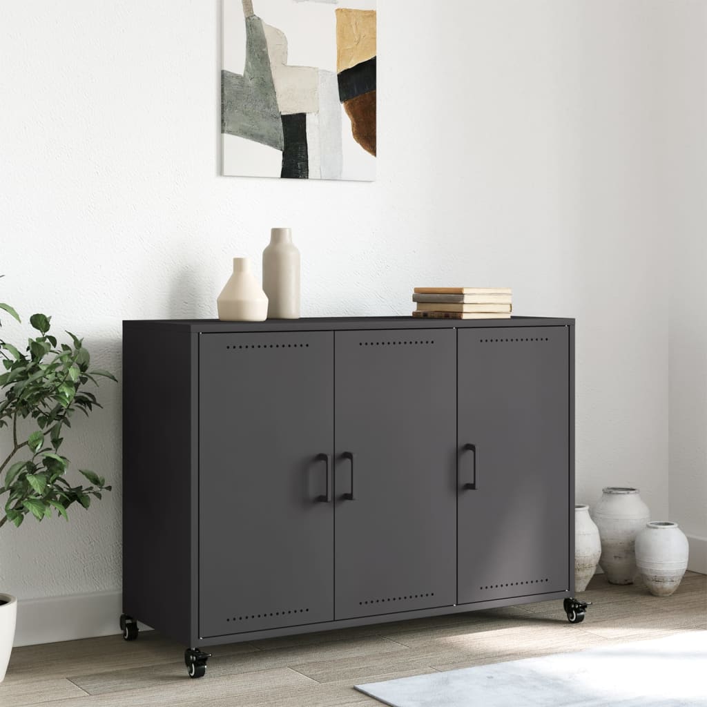 Credenza Nera 100,5x39x72 cm in Acciaio | homemem39