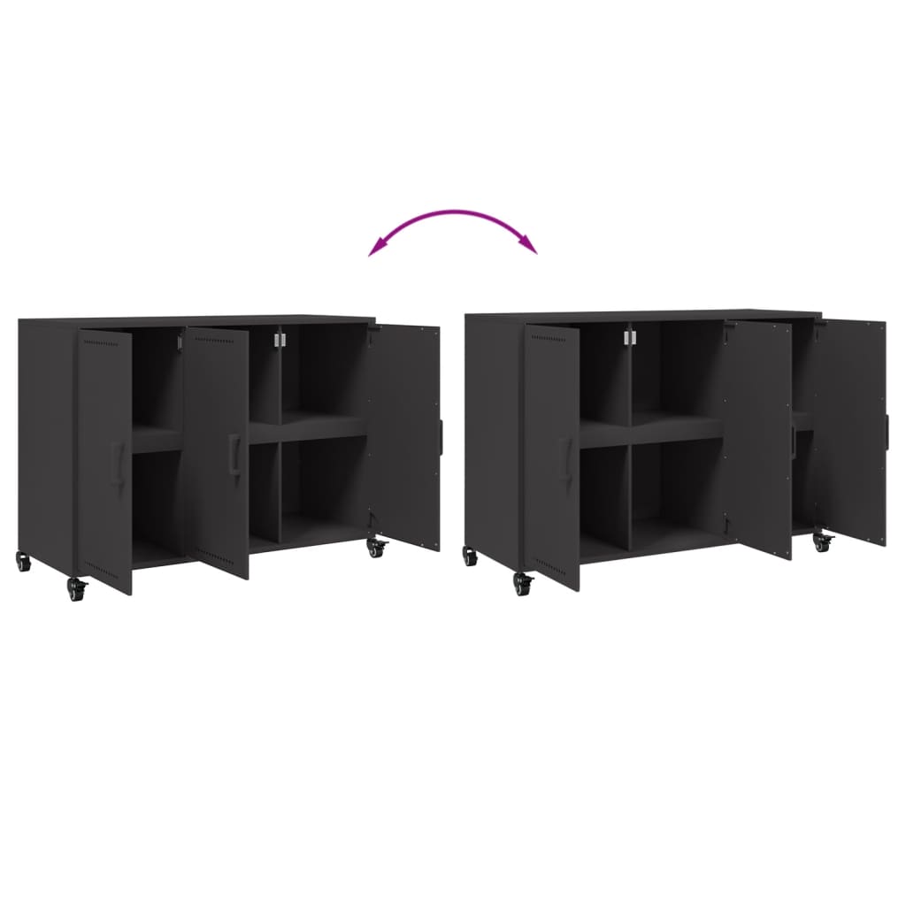 Credenza Nera 100,5x39x72 cm in Acciaio | homemem39