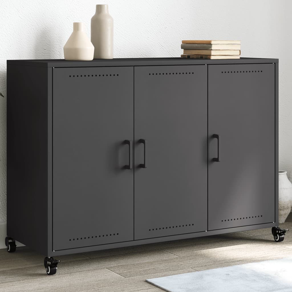Credenza Nera 100,5x39x72 cm in Acciaio | homemem39