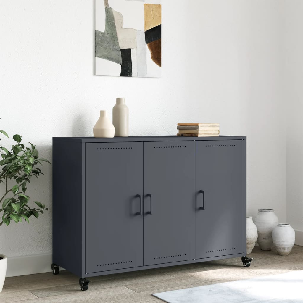 Credenza Antracite 100,5x39x72 cm in Acciaio - homemem39