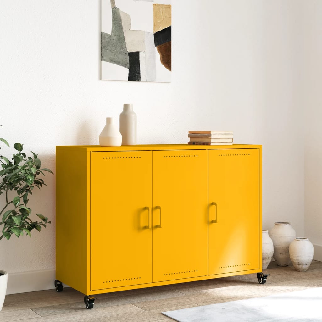 Credenza Giallo Senape 100,5x39x72 cm in Acciaio - homemem39