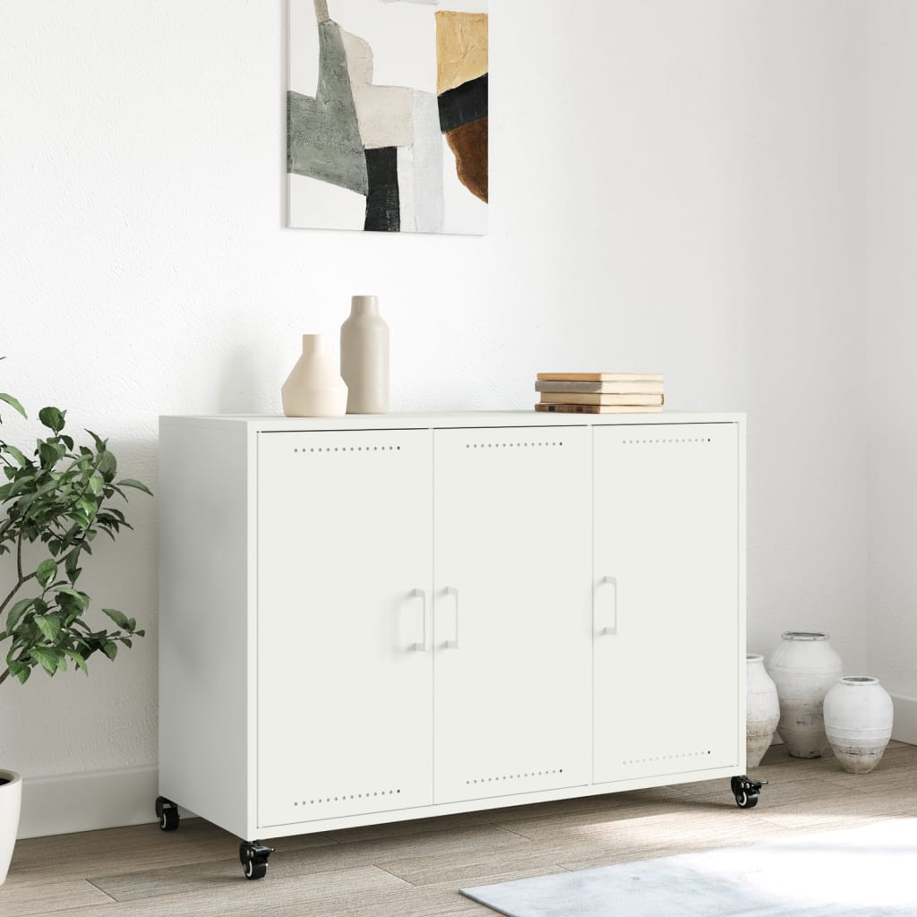 Credenza Bianca 100,5x39x72 cm in Acciaio - homemem39
