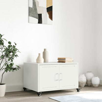 Tavolino da Salotto Bianco 68x50x43,5 cm in Acciaio