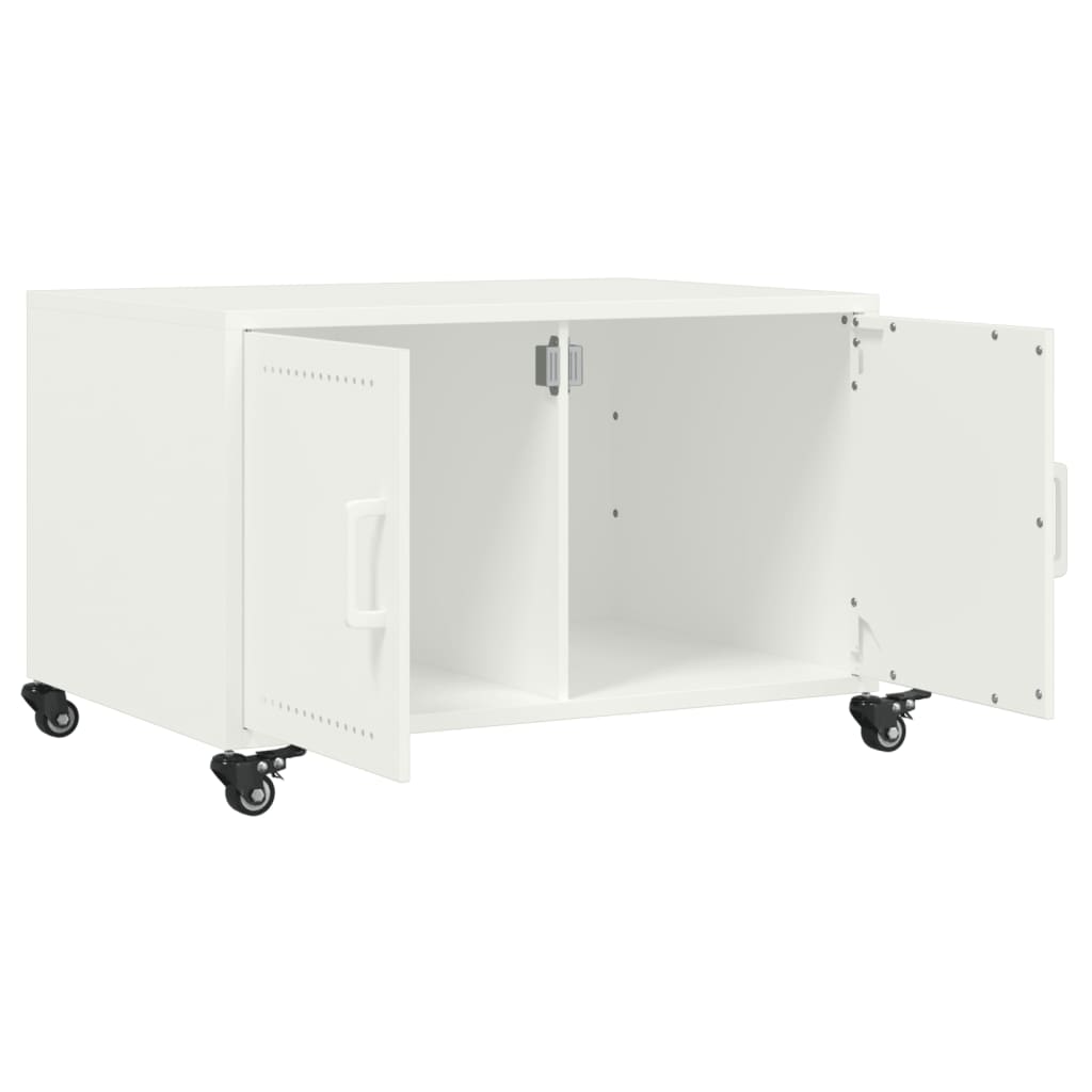 Tavolino da Salotto Bianco 68x50x43,5 cm in Acciaio