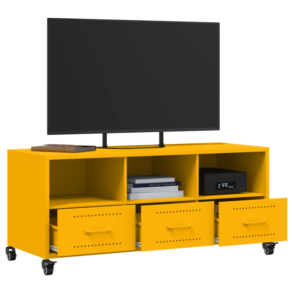 Mobile TV Giallo Senape 100,5x39x43,5 cm in Acciaio - homemem39