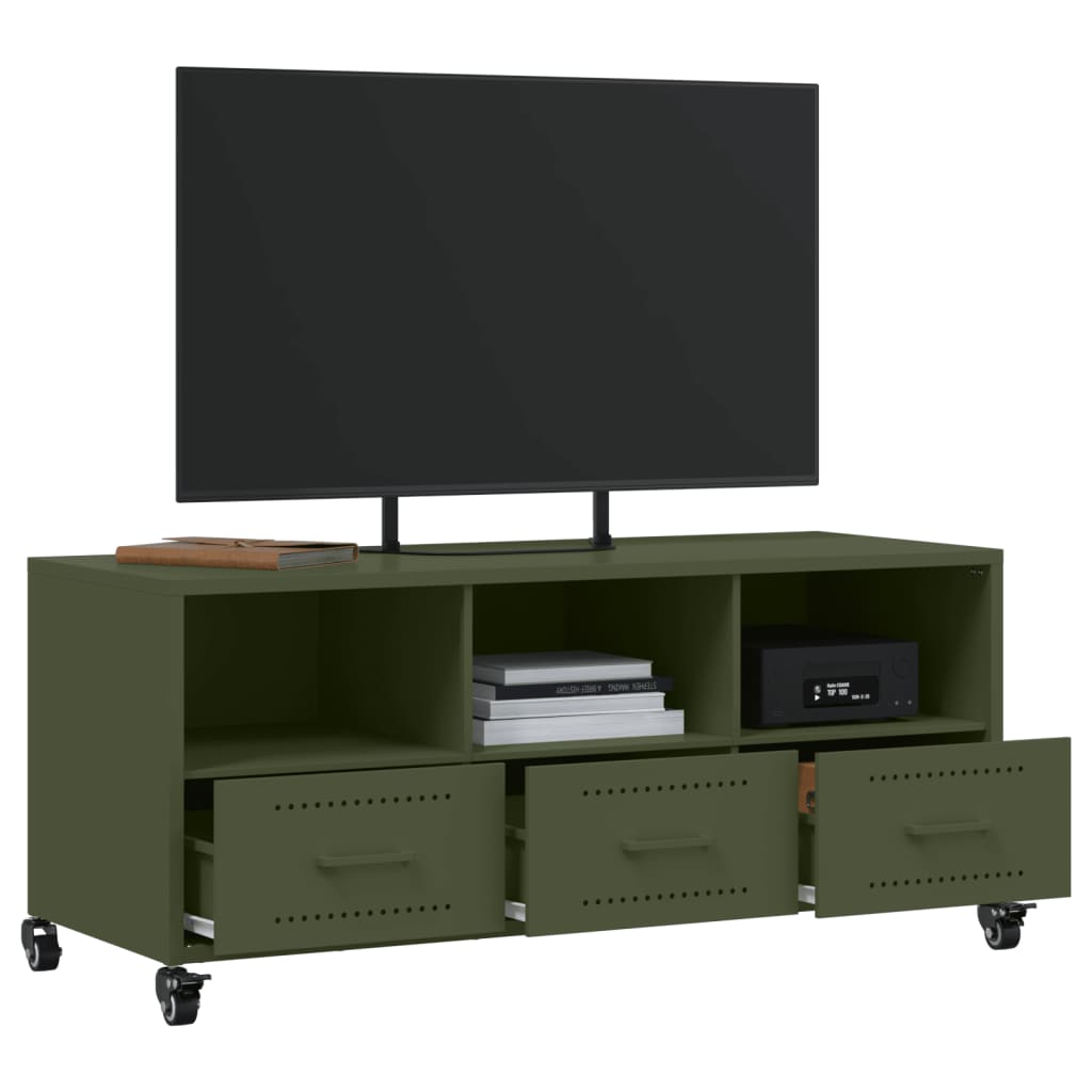 Mobile TV Verde Oliva 100,5x39x43,5 cm in Acciaio - homemem39