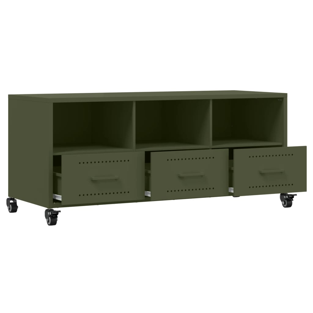 Mobile TV Verde Oliva 100,5x39x43,5 cm in Acciaio - homemem39