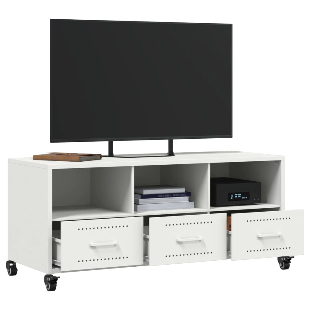 Mobile TV Bianco 100,5x39x43,5 cm in Acciaio - homemem39