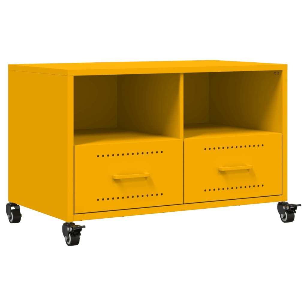 Mobile TV Giallo Senape 68x39x43,5cm Acciaio Laminato a Freddo - homemem39