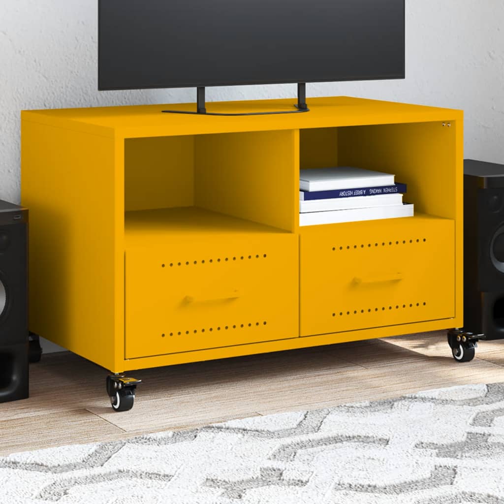 Mobile TV Giallo Senape 68x39x43,5cm Acciaio Laminato a Freddo - homemem39