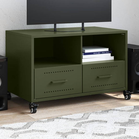 Mobile TV Verde Oliva 68x39x43,5 cm in Acciaio - homemem39