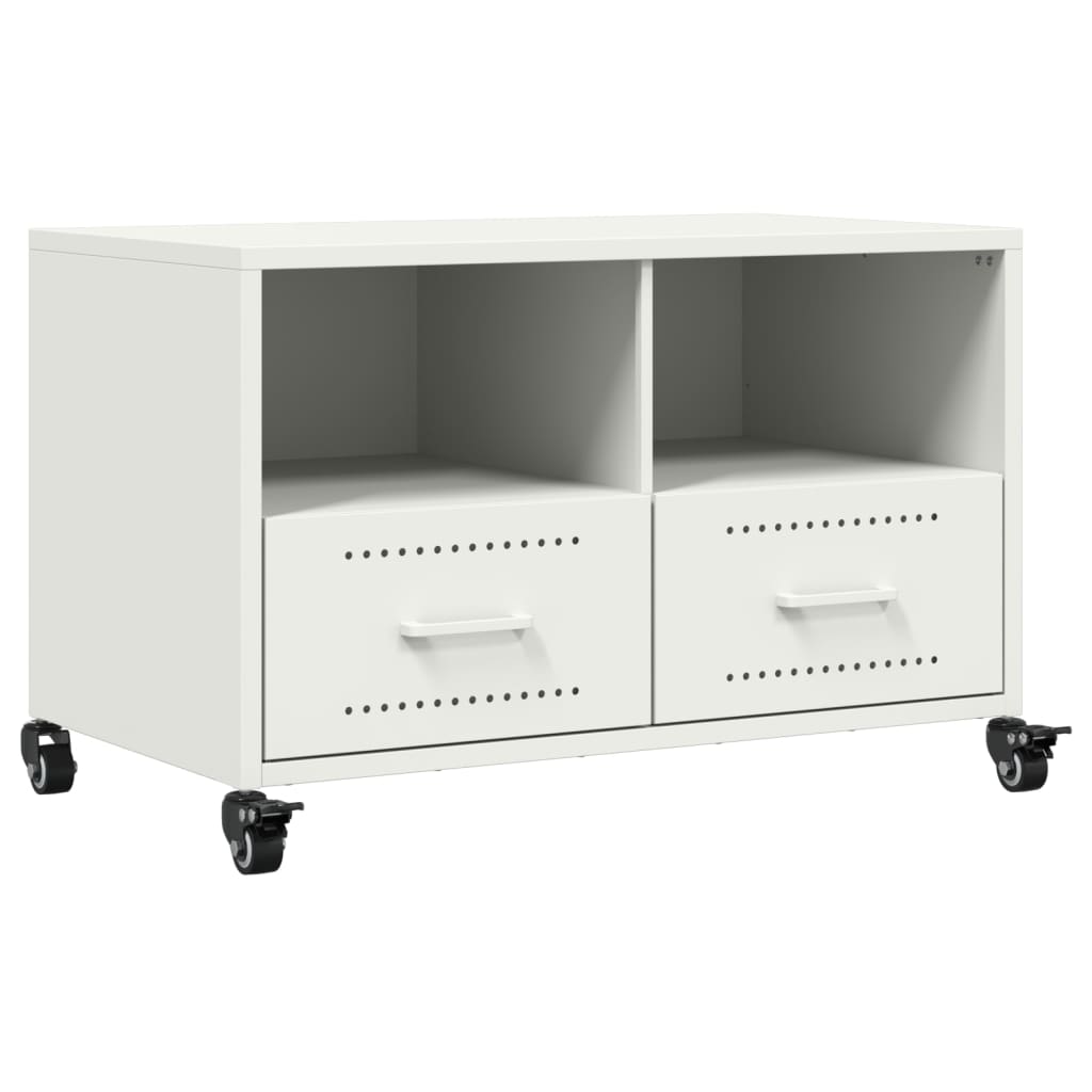Mobile TV Bianco 68x39x43,5 cm in Acciaio - homemem39
