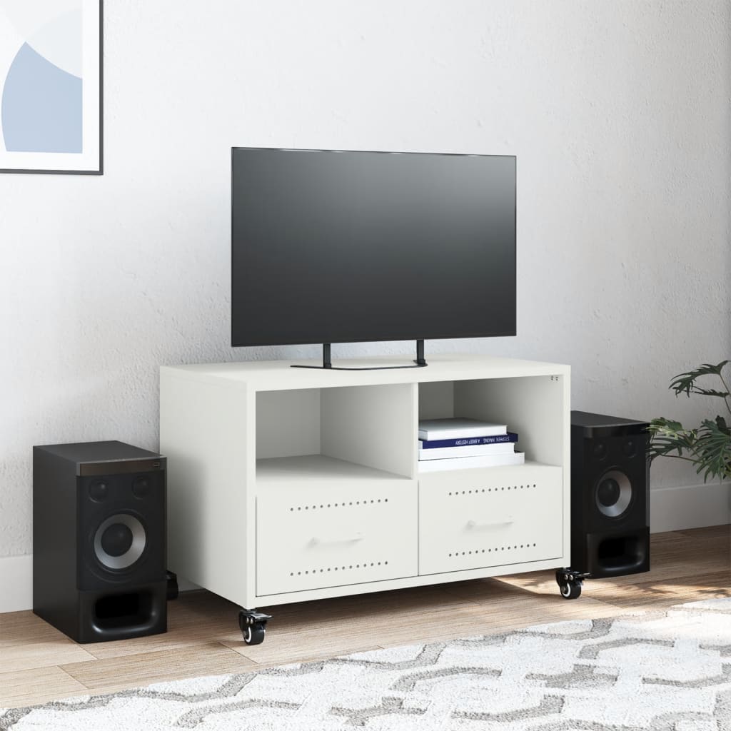 Mobile TV Bianco 68x39x43,5 cm in Acciaio - homemem39