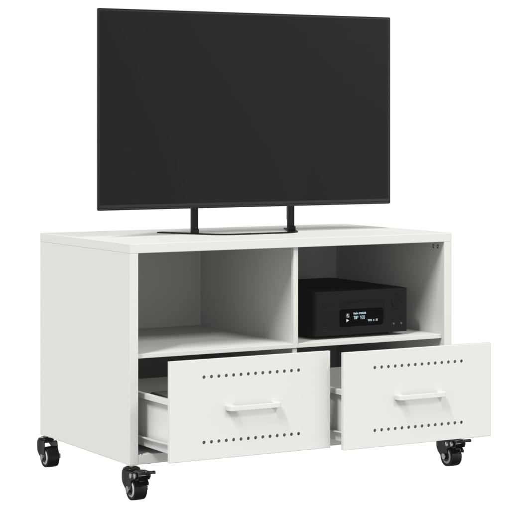 Mobile TV Bianco 68x39x43,5 cm in Acciaio - homemem39