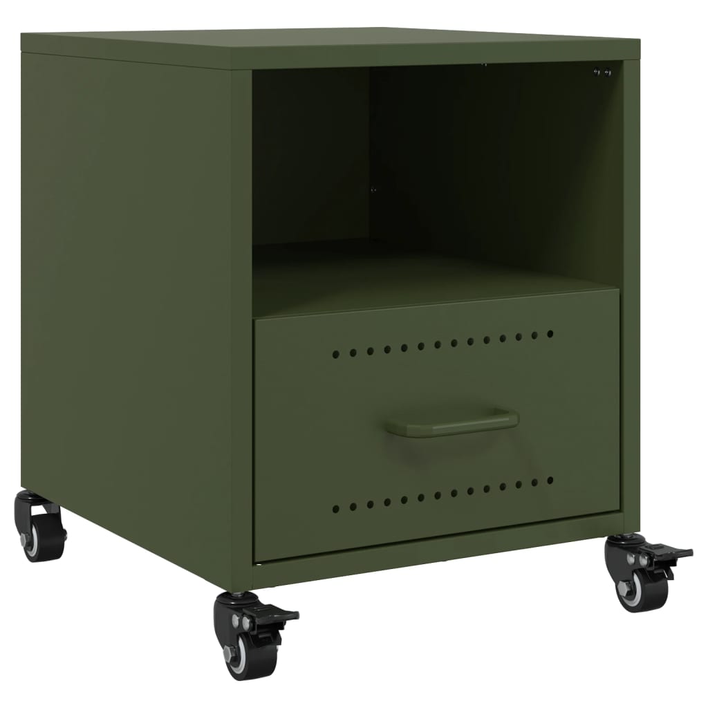 Comodini 2 pz Verde Oliva 36x39x43,5 cm in Acciaio - homemem39