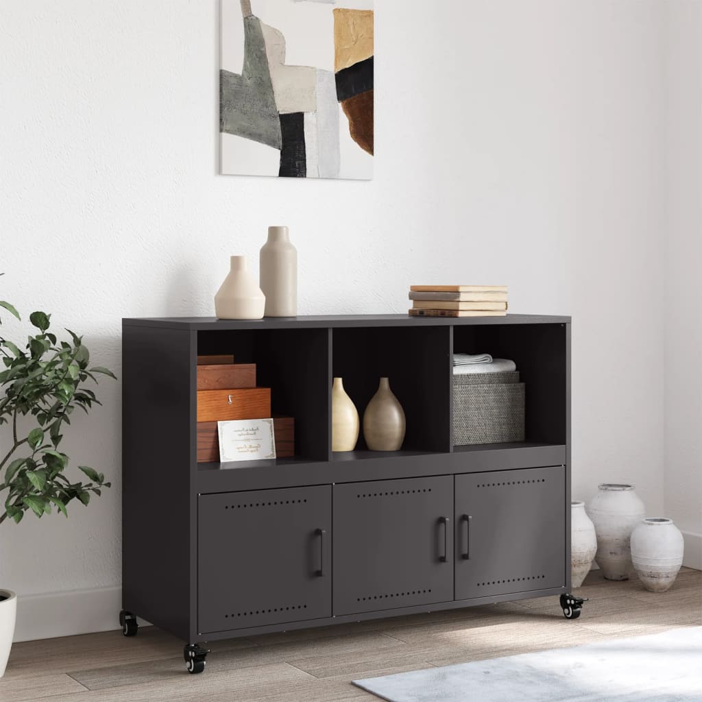 Credenza Nera 100,5x39x72 cm in Acciaio - homemem39