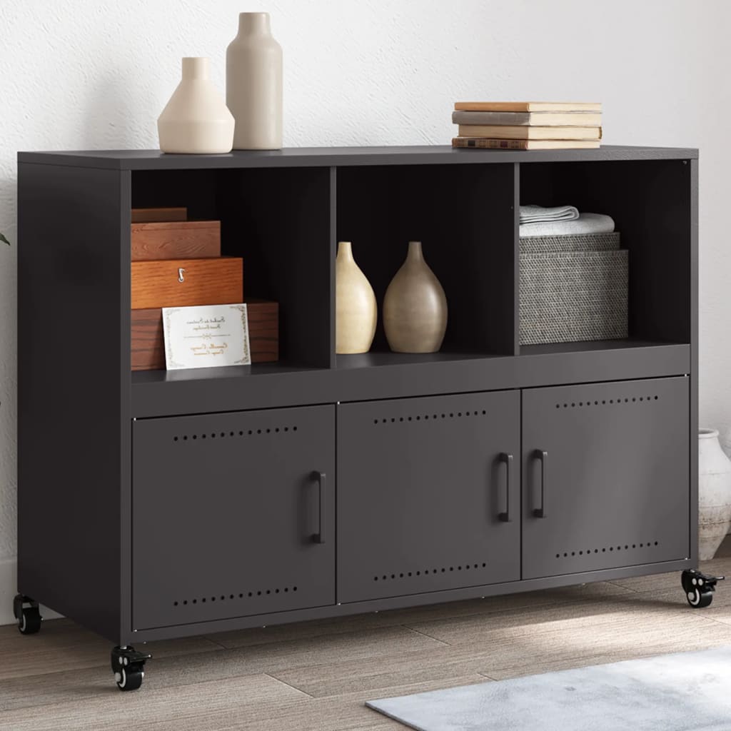 Credenza Nera 100,5x39x72 cm in Acciaio - homemem39