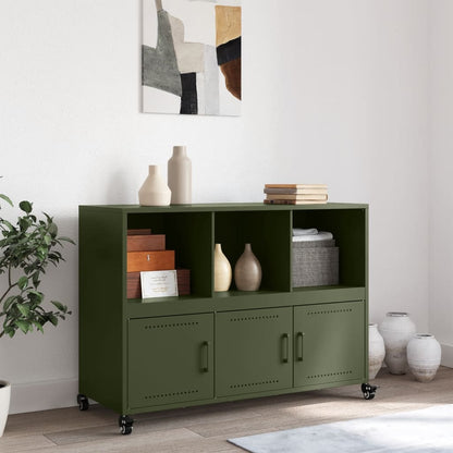 Credenza Verde Oliva 100,5x39x72 cm in Acciaio - homemem39