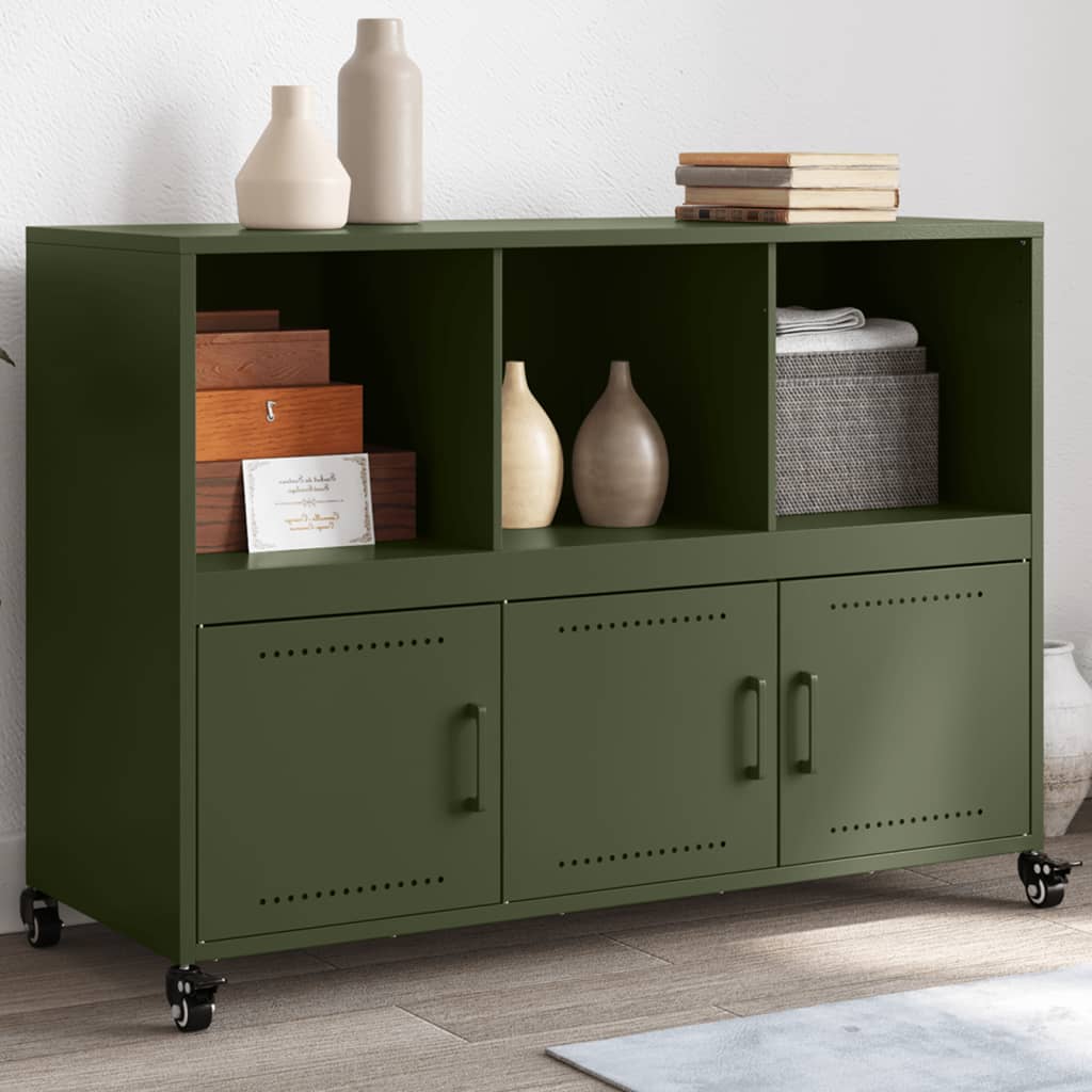 Credenza Verde Oliva 100,5x39x72 cm in Acciaio - homemem39