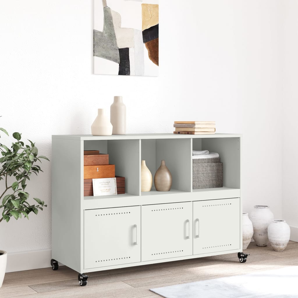 Credenza Bianca 100,5x39x72 cm in Acciaio - homemem39