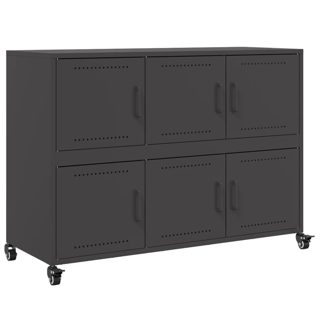 Credenza Nera 100,5x39x72 cm in Acciaio - homemem39