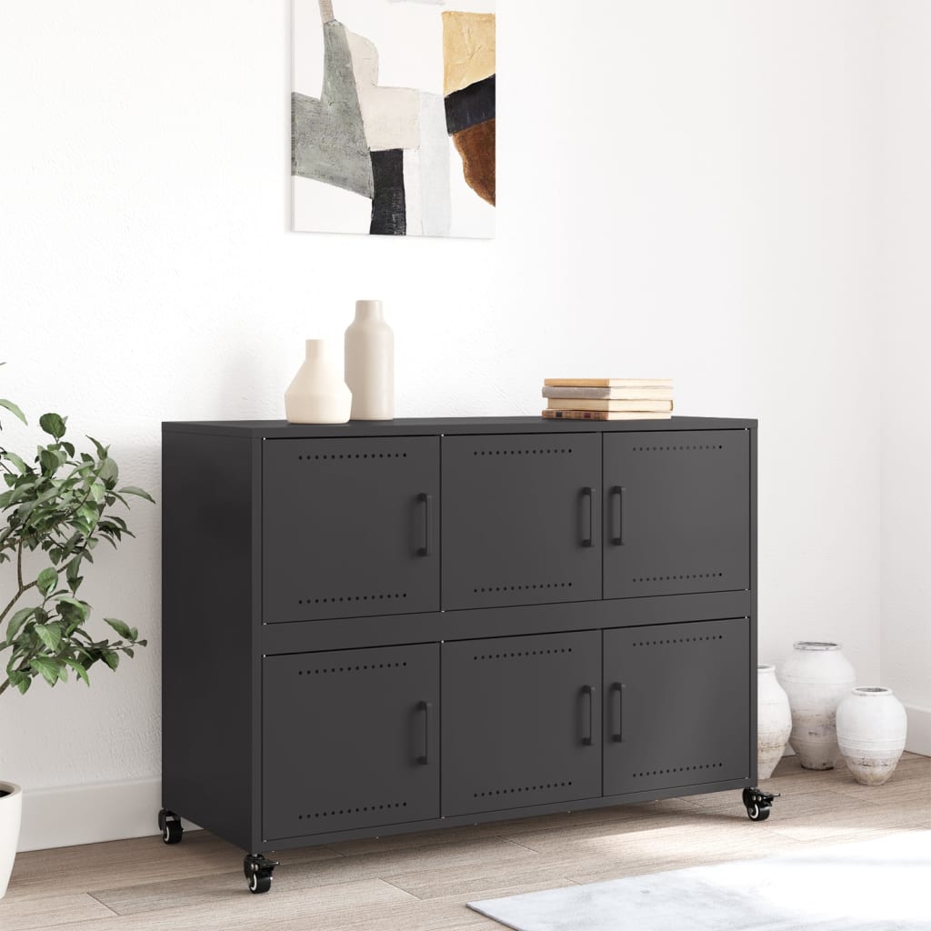 Credenza Nera 100,5x39x72 cm in Acciaio - homemem39