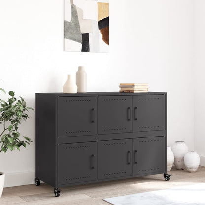 Credenza Nera 100,5x39x72 cm in Acciaio - homemem39