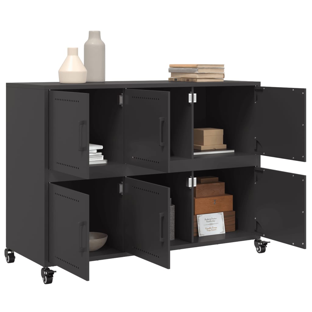 Credenza Nera 100,5x39x72 cm in Acciaio - homemem39