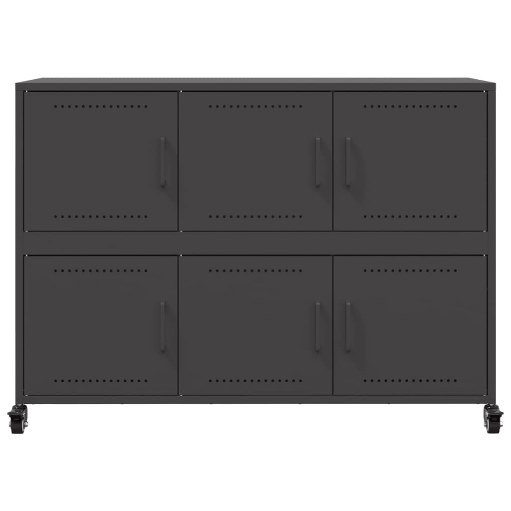 Credenza Nera 100,5x39x72 cm in Acciaio - homemem39