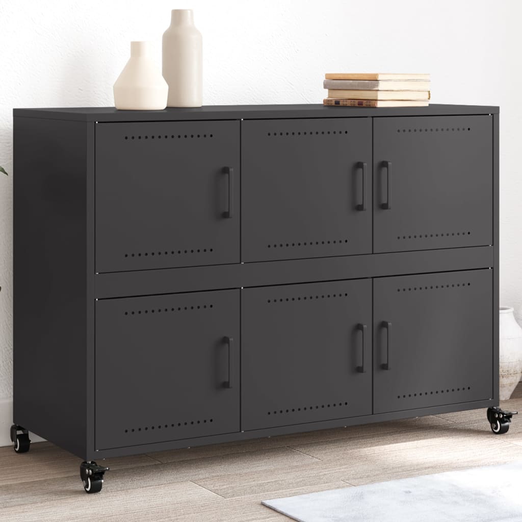 Credenza Nera 100,5x39x72 cm in Acciaio - homemem39