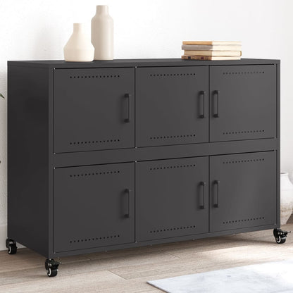 Credenza Nera 100,5x39x72 cm in Acciaio - homemem39