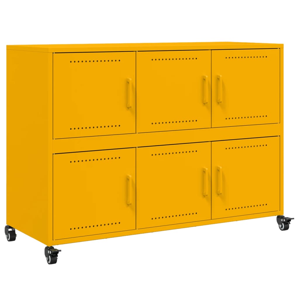 Credenza Giallo Senape 100,5x39x72 cm Acciaio Laminato a Freddo - homemem39