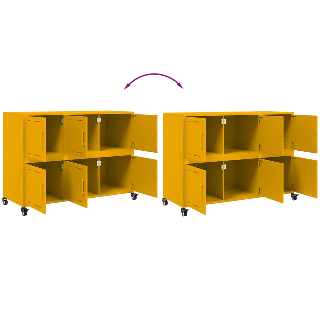 Credenza Giallo Senape 100,5x39x72 cm Acciaio Laminato a Freddo - homemem39