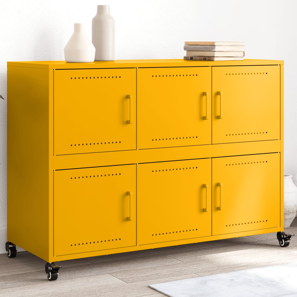 Credenza Giallo Senape 100,5x39x72 cm Acciaio Laminato a Freddo - homemem39