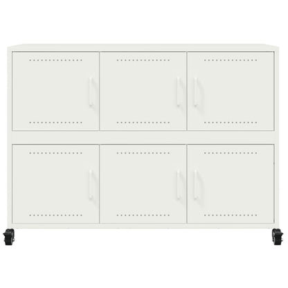 Credenza Bianca 100,5x39x72 cm in Acciaio Laminato a Freddo - homemem39