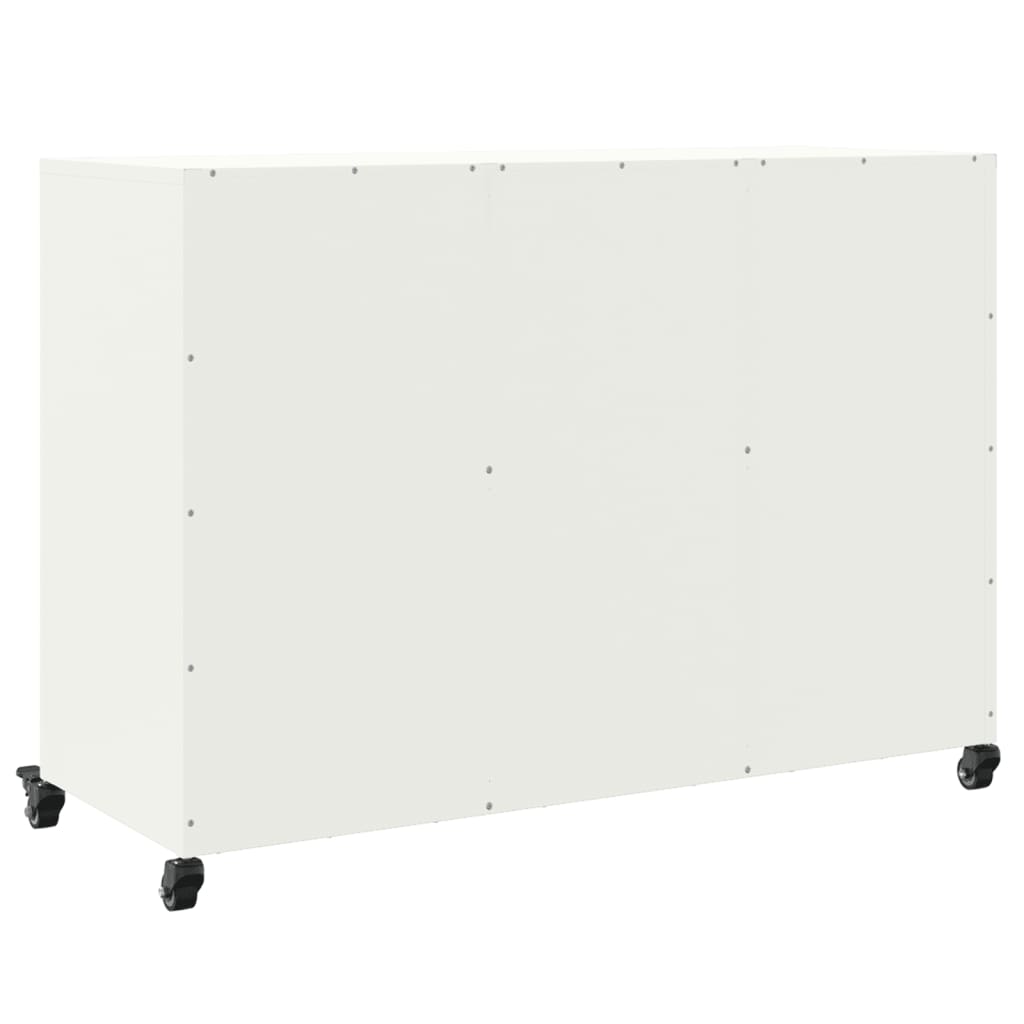 Credenza Bianca 100,5x39x72 cm in Acciaio Laminato a Freddo - homemem39
