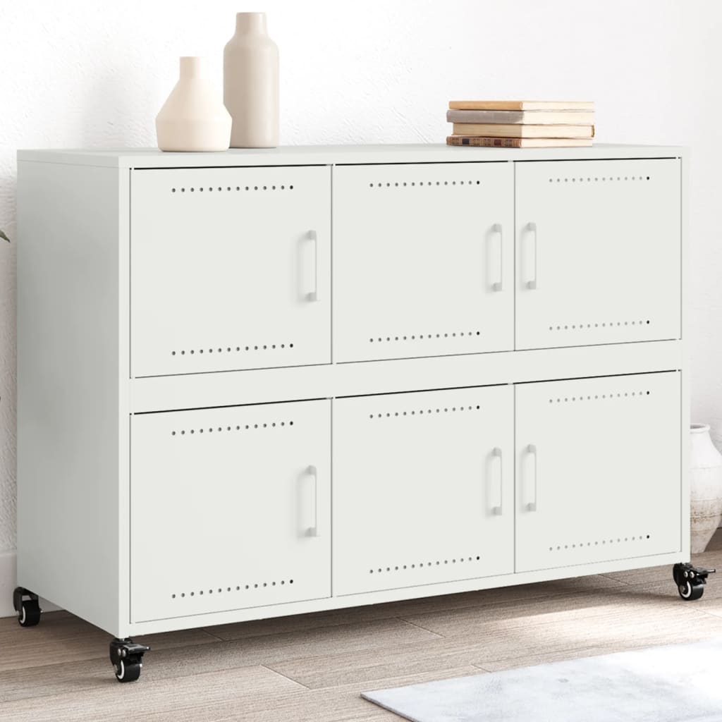 Credenza Bianca 100,5x39x72 cm in Acciaio Laminato a Freddo - homemem39