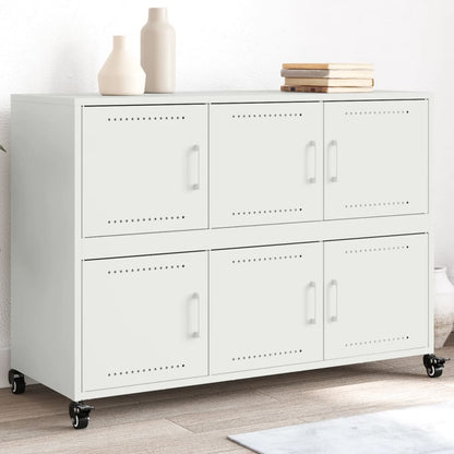 Credenza Bianca 100,5x39x72 cm in Acciaio Laminato a Freddo - homemem39