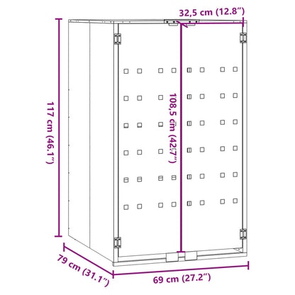 Copribidone con Ruote Bidone Singolo Grigio 69x79x117cm Acciaio - homemem39