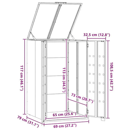 Copribidone con Ruote Bidone Singolo Grigio 69x79x117cm Acciaio - homemem39
