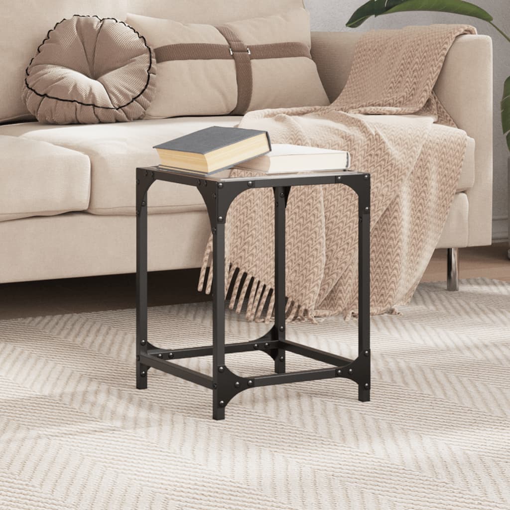 Tavolino Salotto con Piano Vetro Trasparente 30x30x40cm Acciaio | homemem39