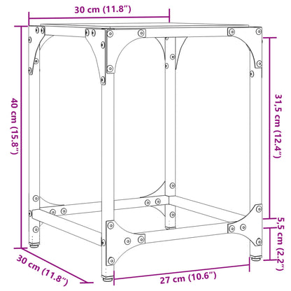Tavolino Salotto con Piano Vetro Trasparente 30x30x40cm Acciaio | homemem39