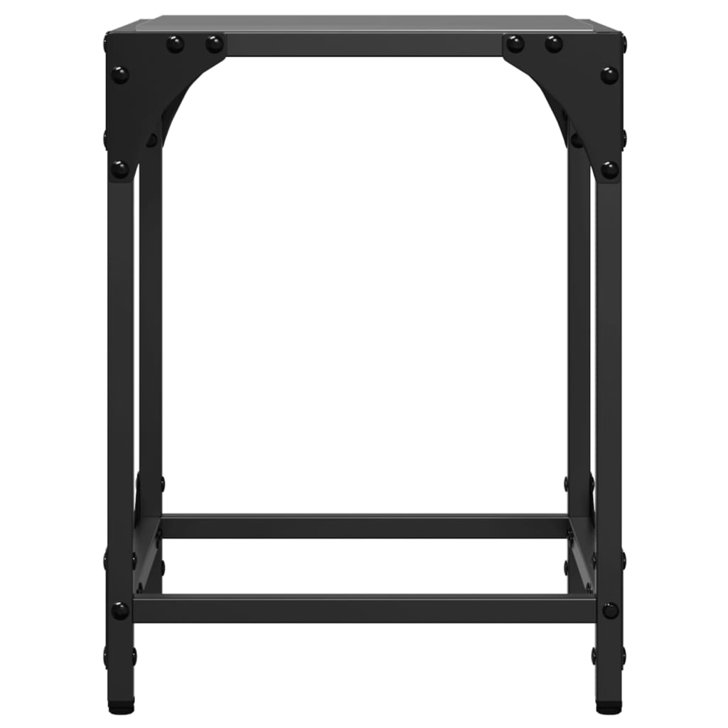 Tavolini da Salotto con Piano Vetro Nero 2pz 30x30x40cm Acciaio