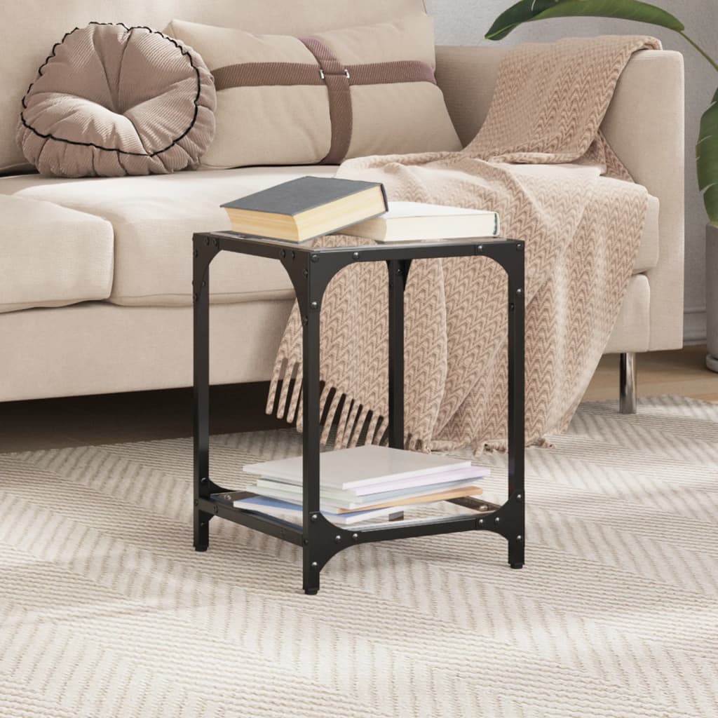 Tavolino Salotto con Piano Vetro Trasparente 30x30x40cm Acciaio | homemem39
