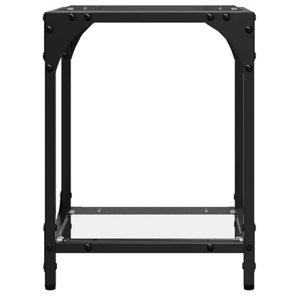 Tavolini con Piano in Vetro Trasparente 2 pz 30x30x40cm Acciaio | homemem39